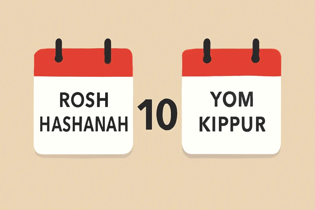how many days between rosh hashanah and yom kippur